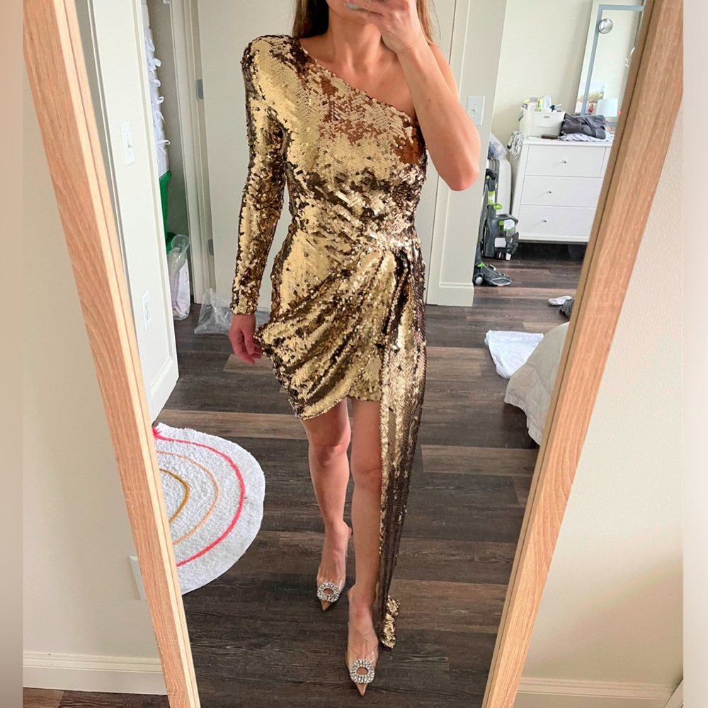 Nadine Merabi CELINA GOLD DRESS